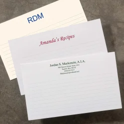 100 Personalized 3 x 5 Cards, Horizontal Ruled