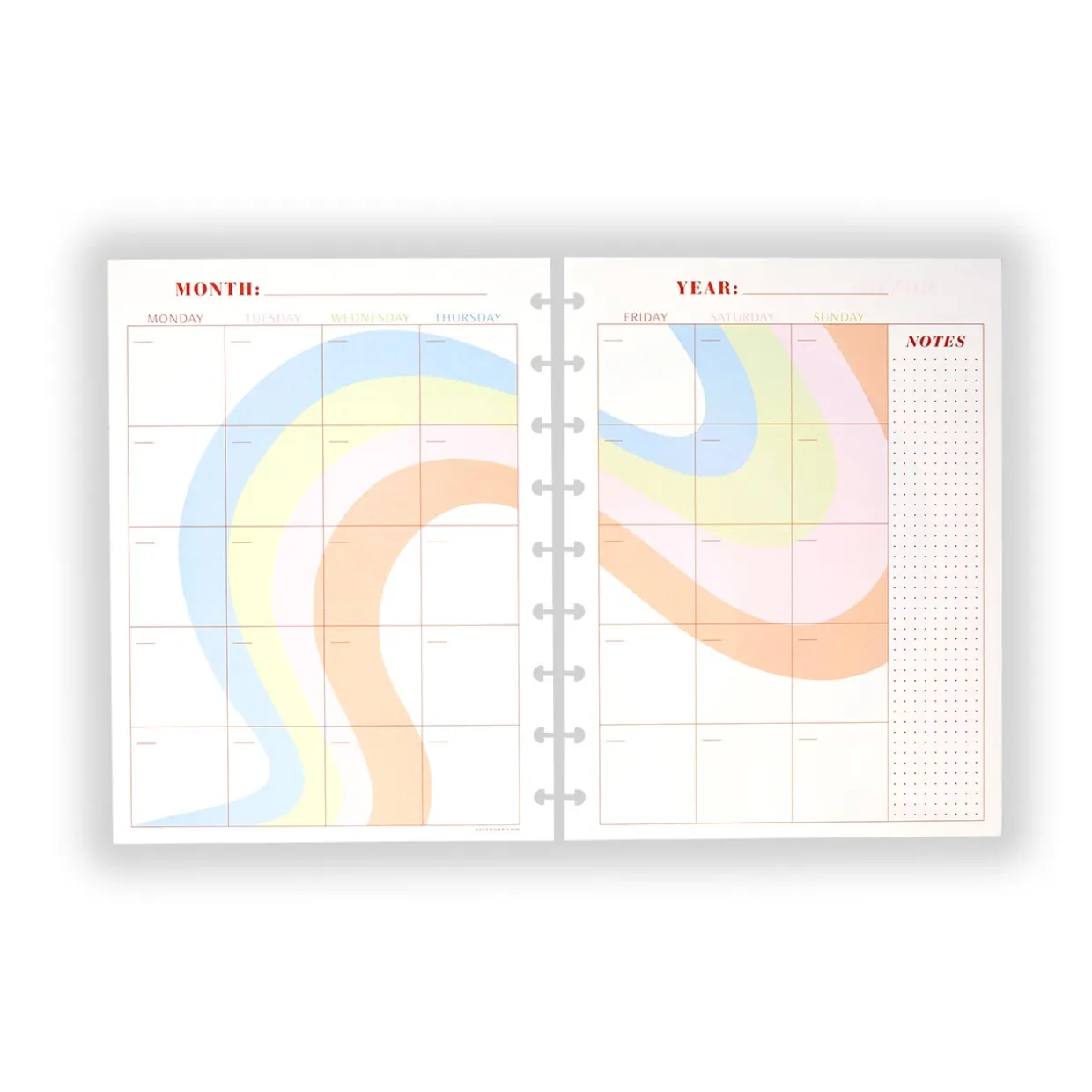 Circa Colorfull Weekly/Monthly Undated Agenda Refill (40 sheets)