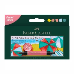 Faber-Castell Pastel Tones Dual Tip Pitt Artist Brush Pens (set of 5)