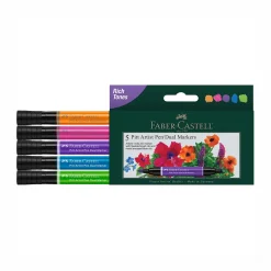 Faber-Castell Rich Tones Dual Tip Pitt Artist Brush Pens (set of 5)