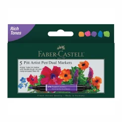 Faber-Castell Rich Tones Dual Tip Pitt Artist Brush Pens (set of 5)