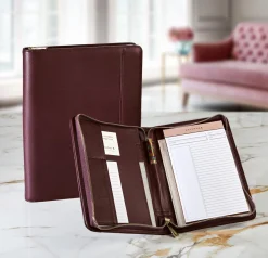 Opulent Leather Zip-Around Tabbed Folio
