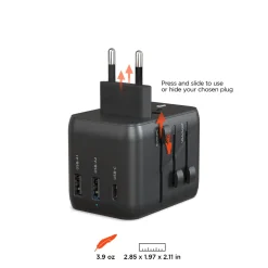 Universal Traveler Adapter with USB C